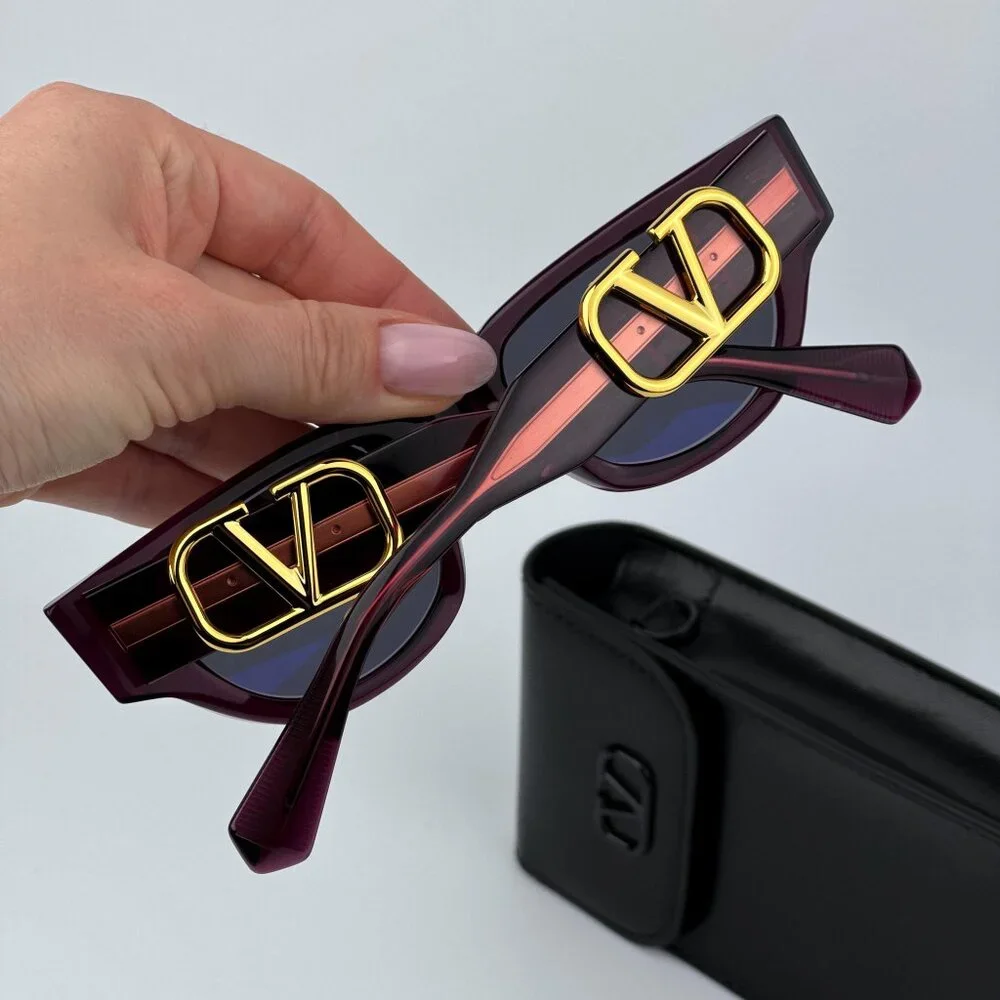 Valentino Men BRAND NEW Sunglasses Crystal Purple Grey Cat Eye V - DUE VLS-103